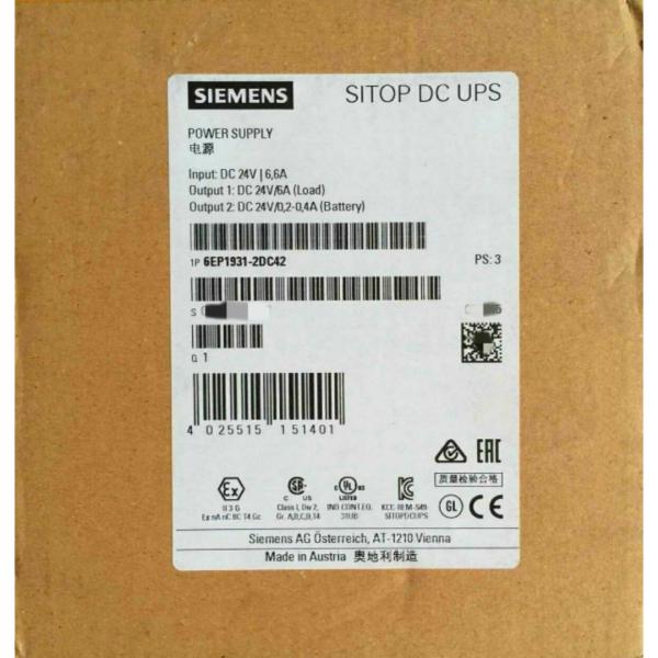 SIEMENS 6EP1931-2DC42 SITOP DC UPS MODULE 24 V/6 A UNINTERRUPTIBLE POWER SUPPLY
