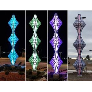 Outdoor 316 Stainless Steel Sculpture Installation Color Lights Changeable