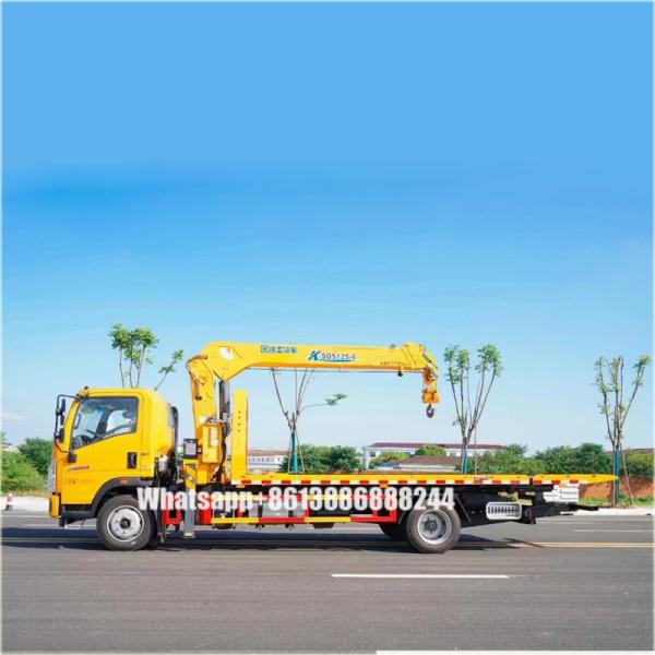 4 * 2 HOWO 5 Tons Road Rescue Trailer With 5 Tons Crane Wrecker With 5 Tons 4 Section Arm Straight Arm Crane Mounted Truck