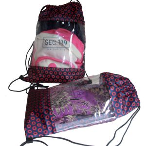 100% polyester full printing transparent see through window string drawing bag