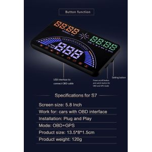 Ouchuangbo S7 HUD Head Up Display Combing OBD and GPS Two Systems Engine Fault