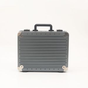 Aluminum Molded Suitcase For Men Metal Gray Carrying Box