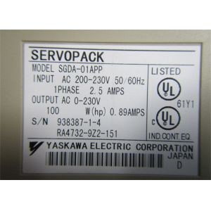 Industrial Servo Drives Yaskawa SGDA-01APP AC SERVO AMPLIFIER 200-230V 2.5/0.89A