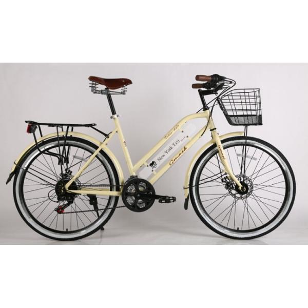 CE standard steel 24/26 inch London style city bike with basket, shimano 6/7 speed and Cowhide seat