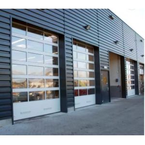 Frosted Glass Transparent Garage Door Full View Aluminum Sectional For Villa