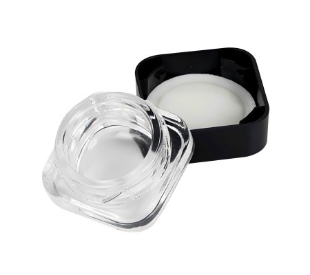 5ml Child Resistant Qube Clear Glass Concentrate Jar w/ Black White Cap