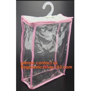 China manufacture clear plastic pvc hanger bag with snap,Eco Friendly Transparent Foldable Coat Plastic Stereo Hanging Hook Ha on sale