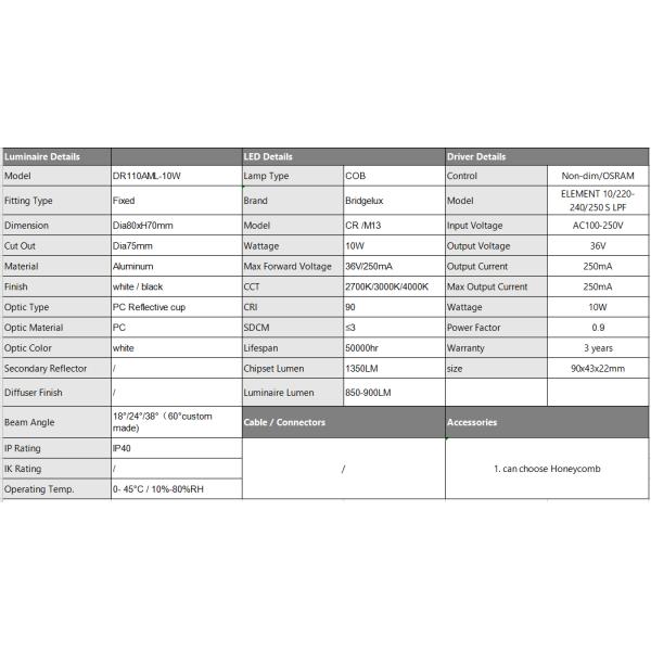 anti-dazzle 10W adjustable led recessed downlight Less than UGR 17 high lumen 3 inch led recessed light