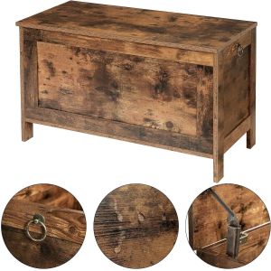 Toy Box, Retro Wooden Look Storage Chest with Safety Hinge, Easy Assembly