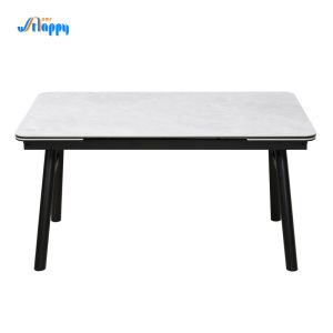 850mm Width Expandable Rectangle Dining Table Extendable Glass Top Dining Table