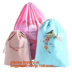Biodegradable Cotton string LDPE plastic laundry bag custom poly bag drawstring