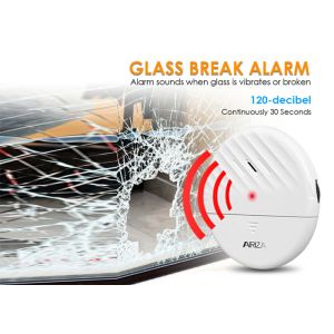 Window Alarm Sensors 125dB Ultra-Slim Wireless Glass Break Detector Vibration