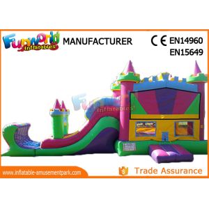 Kids Inflatable Bouncer Slide , 0.55mm PVC Tarpaulin Combo Castle