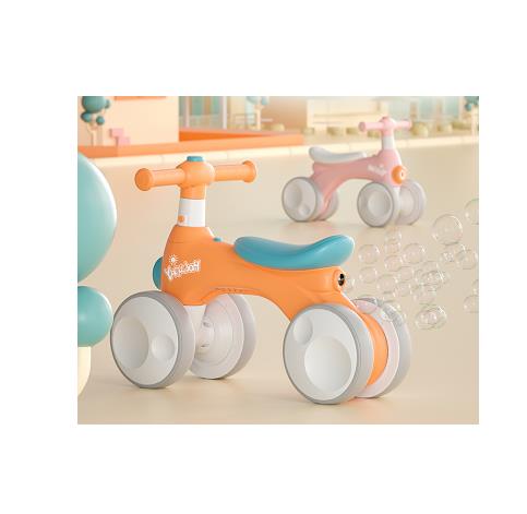 Plastic 4-wheel children's balance bike with music light bubble device max loading 30kg