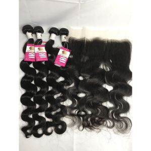 Full Thick Yetta Body Wave Virgin Brazilian Hair 4 Bundles With Frontal