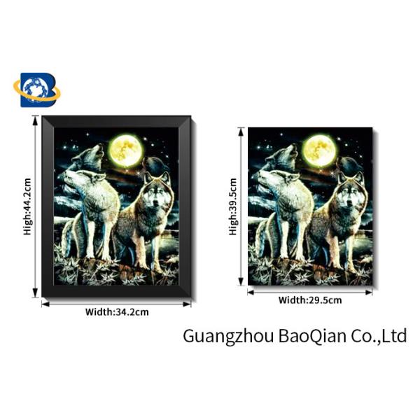 Wolf 3D Animals Images , 3D Animated Pictures Stereograph Printing PVC/MDP Frame