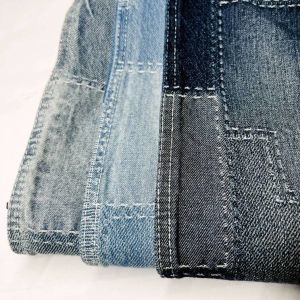 Cotton Blend Stitching Lattice Jacquard Denim Fabric Jean Material Fabric For