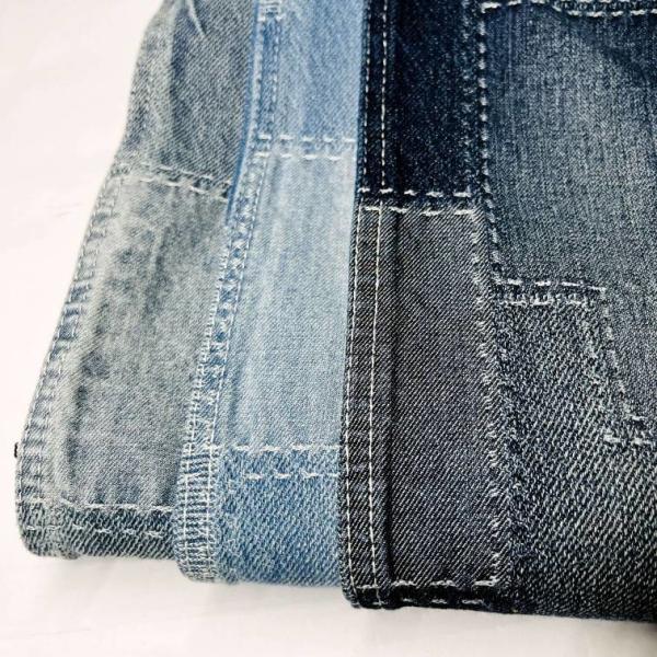 Cotton Blend Stitching Lattice Jacquard Denim Fabric Jean Material Fabric For