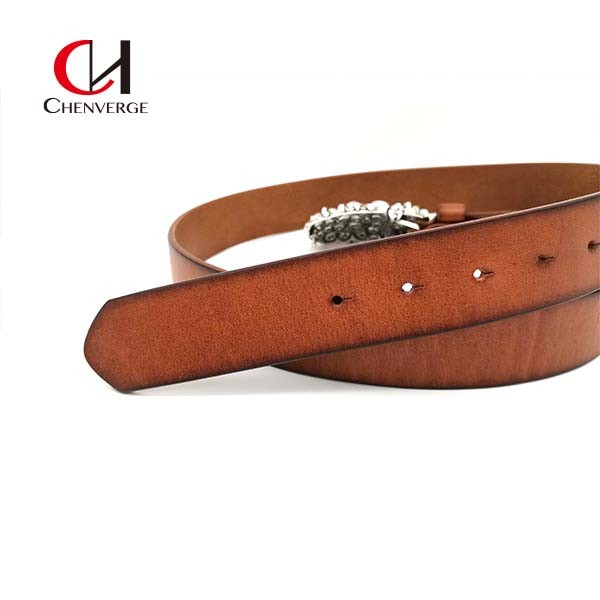 Width 38mm Genuine Leather Ratchet Belt Casual Style For Men