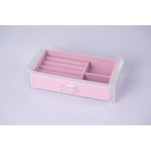 Pink Velvet Drawer Acrylic Tabletop Jewelry Organizer