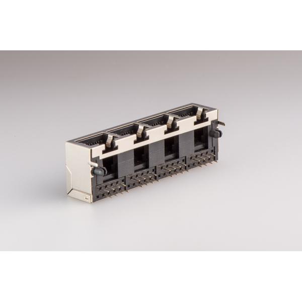 4 Port RJ45 8P8C Female Jack 90 Degree Insert Plant With Shielded