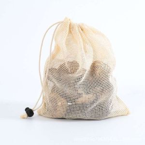 Organic Cotton Drawstring Bag Backpack Vegetable Grocery Mesh String Backpack