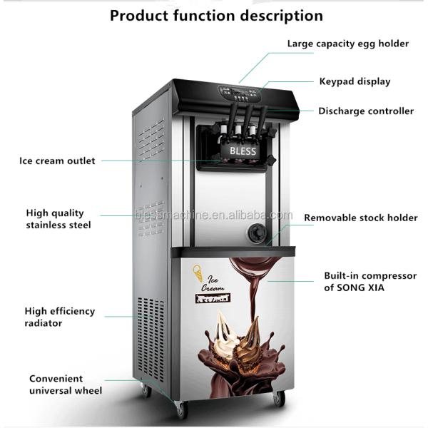 Industrial Ice Cream Machine with 304 Stainless Steel Construction and 220V/50Hz Voltage