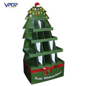 Christmas Tree Shape Cardboard Advertising Stand Durable With Sturdy Structure