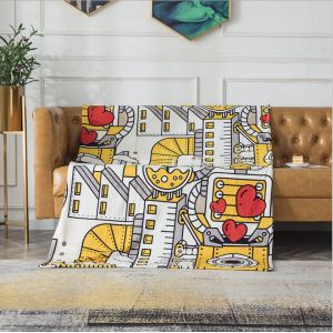 100*140cm Printed Flannel Blanket , Warm Thickened Fleece Blanket