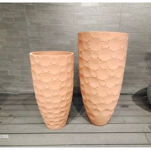 Antique Fiber Clay Planter With Textured Surface And Drainage Holes