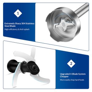 800 Watt Immersion Stick Blender Multifunction Easy Clean Dishwasher Safe