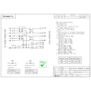 J1011F01PNL | LPJ1011BBNL 10/100 Base-TX RJ45 1x1 Tab-UP with LEDs 8-pin