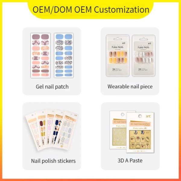 2023 Hot Selling OEM Private Label Gel Nail Sticker Art Design Semi-cured Uv Gel Nail Art Polish Wrap Strips With Lamp