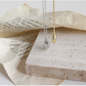 925 Sterling Silver Gold Plated Bead Charm Pendant Chain Necklace