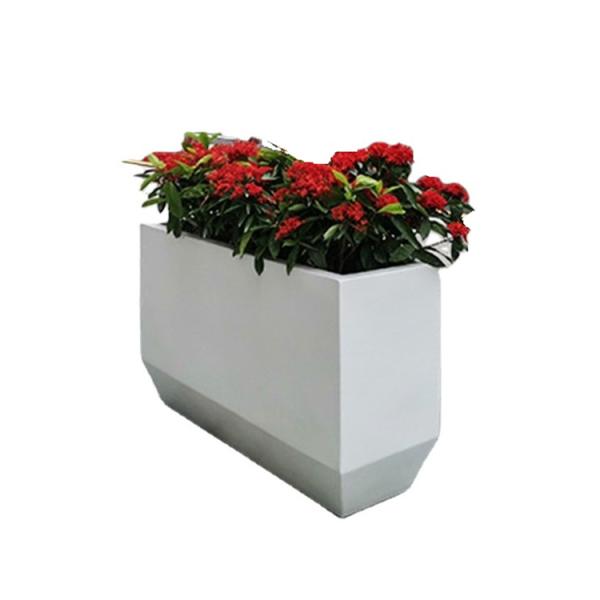 Metal white oblong flower pot large decorative rectangle flower box