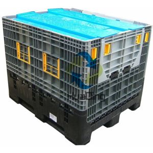 Recyclable foldable collapsible HDPE plastic pallet bin/container