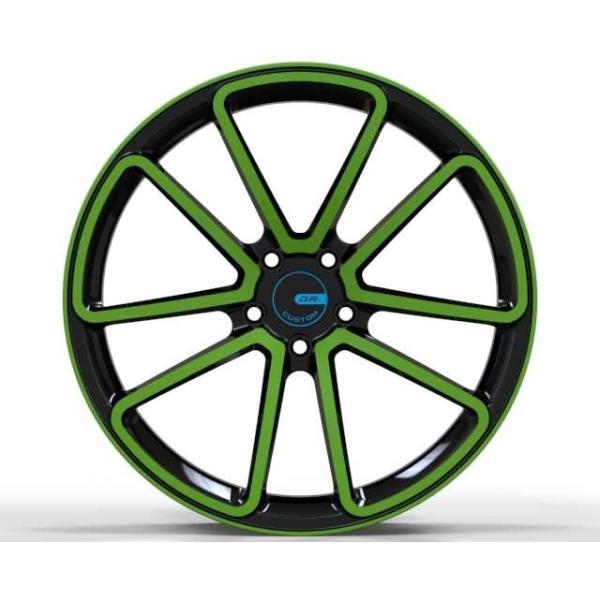 Buy Passenger Car One Piece Forged Wheels Black Green 18x8 22 Inch at wholesale prices