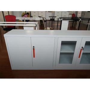 China K/D glass door steel cupboard cabinet FYD-W002, H900XW900XD400 mm,white