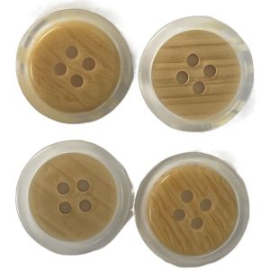 Polyester Fake Wooden Buttons With Transparent Rim Use On Coat