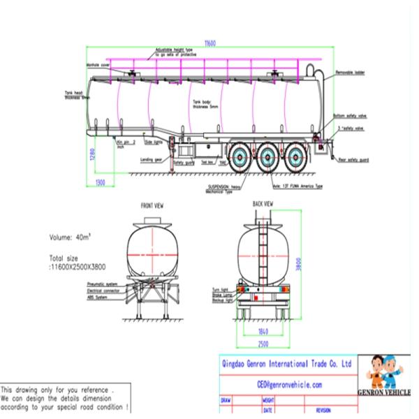 Industrial Bulk Carrier 40M3 Ammonia Tri Axle Tanker Trailer