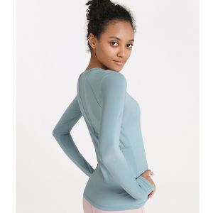 Pink Slim Fit Sports Long Sleeve T Shirt Women'S Breathable Fitness Top