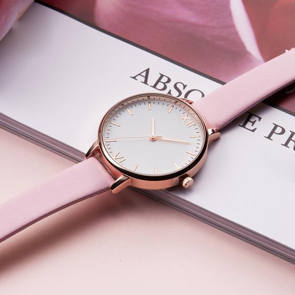 3ATM Waterproof Alloy Quartz Watch Small Size Genuine Leather Strap Watch