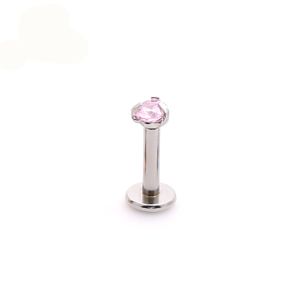 Internally Threaded Labret Piercing Jewelry with Prong Set Gem Top