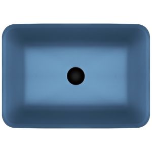 Handmade Toughened Glass Sink Matt Vessel Light Blue Vanity Rectangular