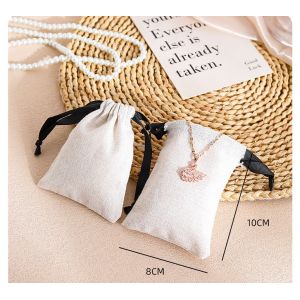 Customized LOGO Wholesale Customizable Cotton And Linen Drawstring Bag Small