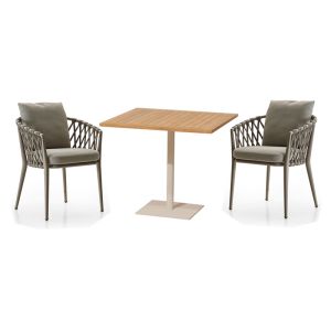 Plastic L56cm W51cm Chair Bistro Table And Chairs Set Hand Weaving