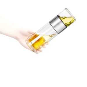 Quality Handheld Double Wall Glass Tea Infuser Thermo Water Flask Customized for sale