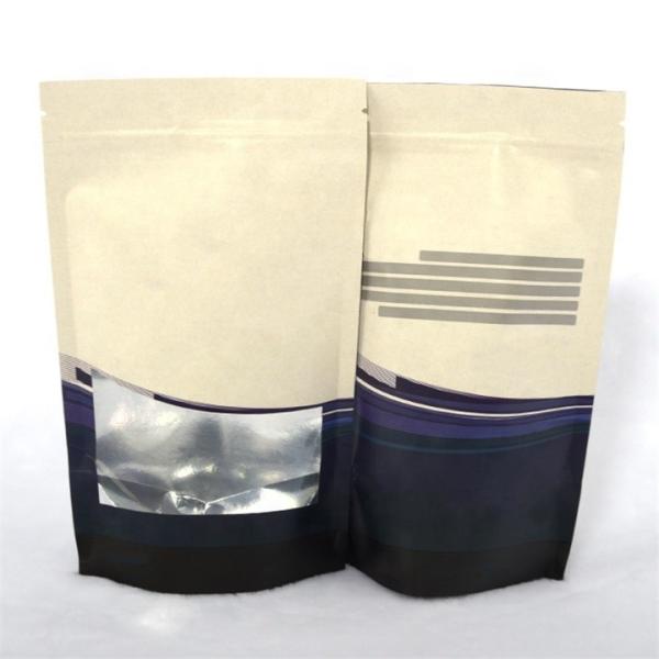 Buy OEM Printed Biodegradable Coffee Bags Resealable Kraft Paper Bags With Window at wholesale prices