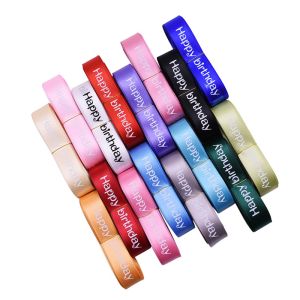 Quality Custom Wholesale Happy Birthday Letters Printed Polyester Satin Gift Ribbon for sale
