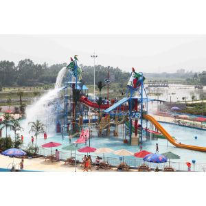 Durable Aqua Playground With Waterpark Slides And Funny Water Bucket